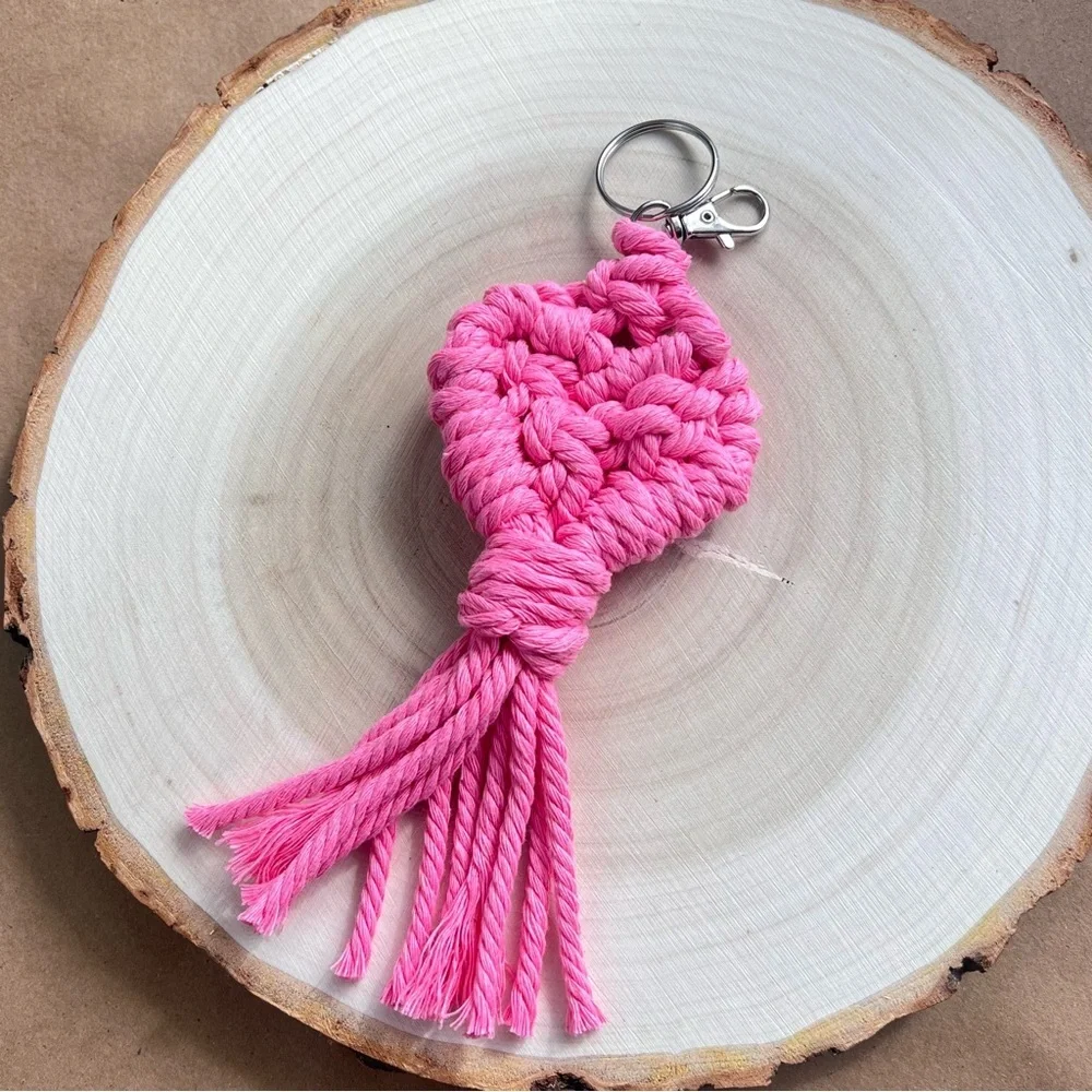 Handmade Handcrafted Macrame Keychain HEART